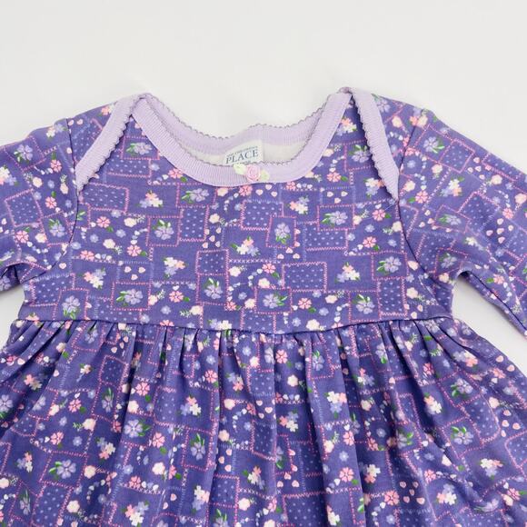 Children's Place Purple Cotton Dress - 3-6 Months - Picture 2 of 6